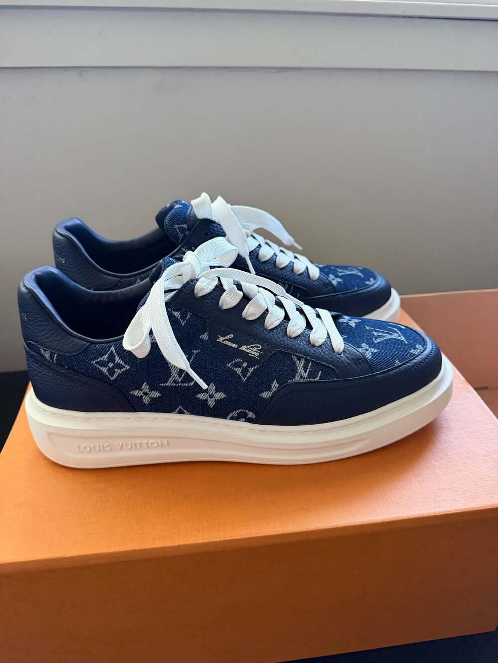 Louis Vuitton Blue Denim Beverly Hills Sneaker Mens UK Size: 7 Us Size: 8 NWT